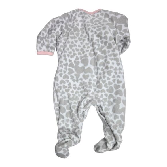 Carter's Baby 0-3M Sleep & Play Grey Heart Print Footed One-Piece Pajama Footie - Picture 4 of 8